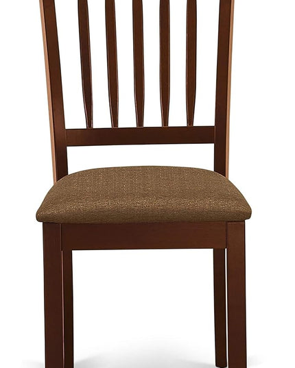 East West Furniture HLDA5-MAH-C 5 Piece Kitchen Table Set for 4 Includes a Round Dining Room Table with Pedestal and 4 Linen Fabric Upholstered Dining Chairs, 42x42 Inch, Mahogany - LeafyLoom