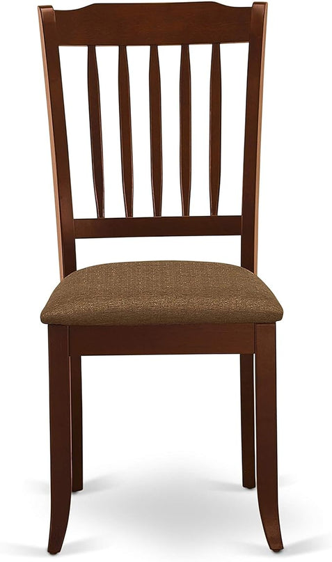 East West Furniture HLDA5-MAH-C 5 Piece Kitchen Table Set for 4 Includes a Round Dining Room Table with Pedestal and 4 Linen Fabric Upholstered Dining Chairs, 42x42 Inch, Mahogany - LeafyLoom