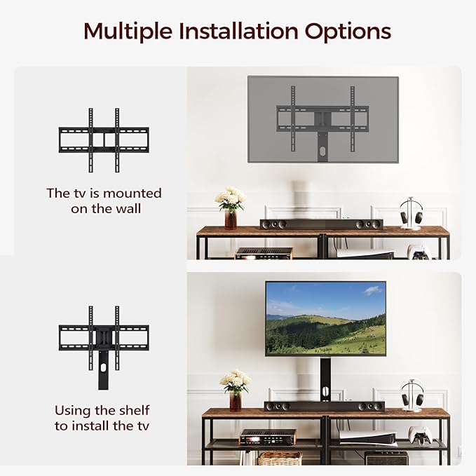TV Stand with Mount and 4 Power Outlets 70.9", Entertainment Center Media Console, Swivel TV Stand Mount up to 80 inch TVs, Height Adjustable, Metal Frame for Living Room, Bedroom TVHR358E01 - LeafyLoom