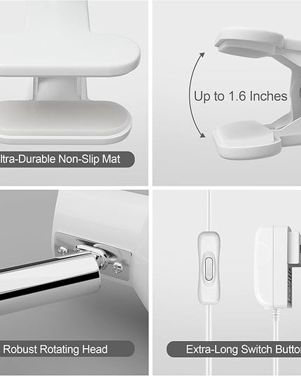 LED Clip on Light Book Reading 5W Super Bright 330° Rotation Clip on Lamp for Bed/Desk Lamp with Clamp White - LeafyLoom