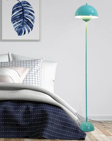 COSYLUX Modern Floor Lamp for Living Room, Industrial Tall Standing Lamp for Bedroom, Metal Shade Reflecting Light reading Floor Lamp for Office, Nursery Room, Corner(Turquoise green) - LeafyLoom