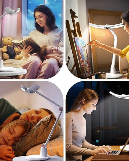 LED Desk Lamp for Home Office, Touch Desk Light Eye-Caring Table Lamp Dimmable with Monitor Sensor Adjustable Swing Arm Desk Lamp for Working Studying Reading Study Ultrawide Bright - LeafyLoom