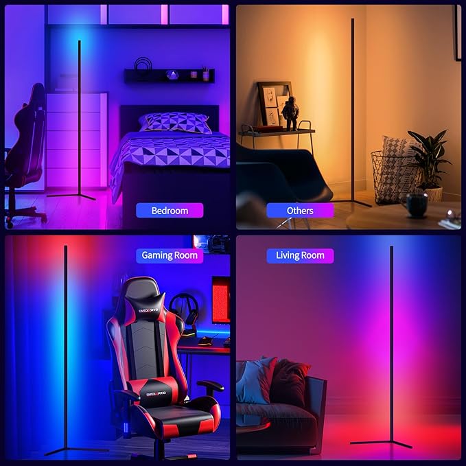 Bodun RGB Corner Floor Lamp 56 inches Smart LED Mood Lighting Bar Ambient Light Tower with Music Sync Floor Lamps for Living Room Remote Control Color Changing - LeafyLoom