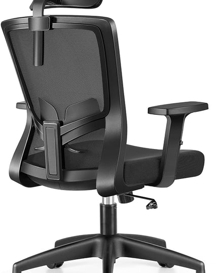 Office Chair Ergonomic Desk Chair High Back Computer Chair Swivel Mesh Task Chair with Adjustable Lumbar Support Armrests Headrest Black - LeafyLoom