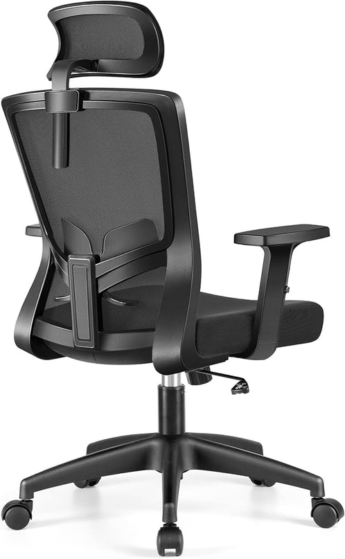 Office Chair Ergonomic Desk Chair High Back Computer Chair Swivel Mesh Task Chair with Adjustable Lumbar Support Armrests Headrest Black - LeafyLoom