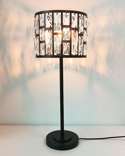 Modern K9 Crystal Table Lamp Desk Lamp 26" Tall for Bedroom Reading, Living Room, Office - LeafyLoom