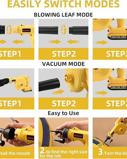 Cordless Blower for DEWALT 20V Max Battery, 3-in-1 Handle Small Blower & Vacuum & Inflatable Compatible with DEWALT Battery by MKMKYEE (Battery Not Included) - LeafyLoom