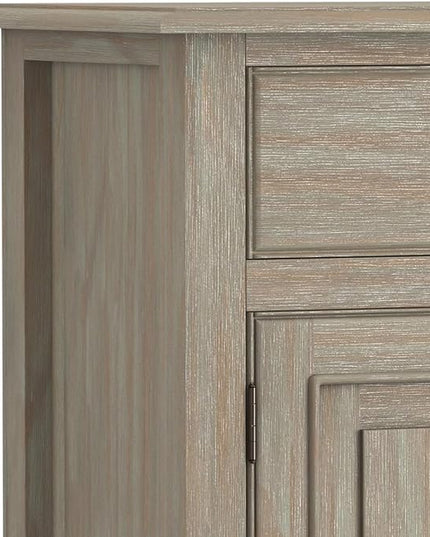 SIMPLIHOME Connaught SOLID WOOD 40 Inch Wide Traditional Entryway Storage Cabinet in Distressed Grey, For the Living Room, Entryway and Family Room - LeafyLoom