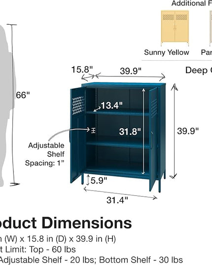 Mr. Kate Annie Short Metal 2 Door Cabinet, Parchment - LeafyLoom