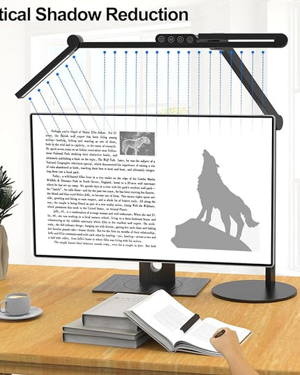 Micomlan Architect Desk Lamp with Atmosphere Lighting, Adjustable Led Desk Light for Home Office with Base, 24W Bright Auto Dimming Table Light with Rotatable Swing Arm for Workbench Computer - LeafyLoom
