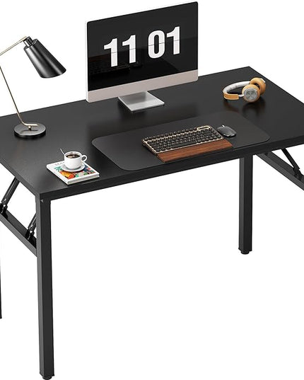 Need 39.4 inches Computer Desk for Small Space Small Folding Table Small Writing Desk Compact Desk Foldable Desk with BIFMA Certification, No Install Needed, Black - LeafyLoom