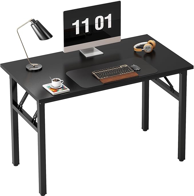 Need 39.4 inches Computer Desk for Small Space Small Folding Table Small Writing Desk Compact Desk Foldable Desk with BIFMA Certification, No Install Needed, Black - LeafyLoom