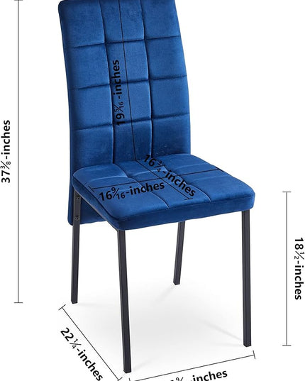 NicBex Velvet Dining Chairs, Upholstered Reception Chairs, High Back Nordic Dining Chair with Metal Legs for Home Kitchen, Living Room, Set of 4, Blue - LeafyLoom