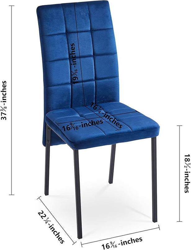 NicBex Velvet Dining Chairs, Upholstered Reception Chairs, High Back Nordic Dining Chair with Metal Legs for Home Kitchen, Living Room, Set of 4, Blue - LeafyLoom