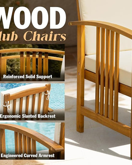 Wood Set 2 with End Table, Club Chair Design - LeafyLoom