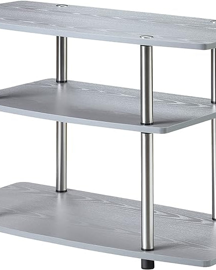 Convenience Concepts Designs2Go 3-Tier TV Stand, 31.5", Gray - LeafyLoom