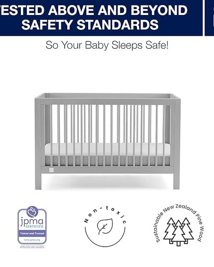 babyGap by Delta Children Charlie 6-in-1 Convertible Crib TrueSleep Crib and Toddler Mattress (Bundle), Grey - LeafyLoom