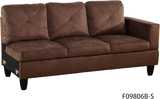 L-Shaped Sectional Couches with 66.5'' Chaise Lounge & Storage Ottoman Modular Room Sofas for Home Office Apartment, Large Living Furniture, 97'' Left Hand Facing, Brown Microfiber - LeafyLoom