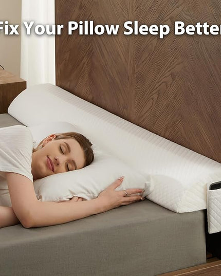 Queen Size Bed Wedge Pillow for Headboard Gap,60"x10"x6" Bed Gap Filler(0-8") Between Headboard and Mattress,Stop Loosing Your Pillows - LeafyLoom