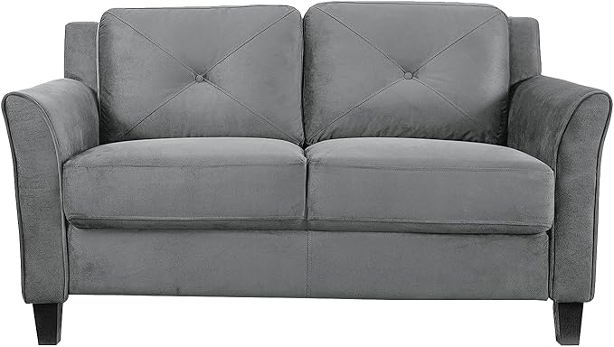 Lifestyle Solutions Harrington Loveseat, 57.9" W x 31.5" D x 32.7" H, Dark Grey - LeafyLoom