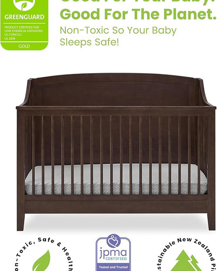 Delta Children Campbell 6-in-1 Convertible Crib - Greenguard Gold Certified, Walnut Espresso - LeafyLoom