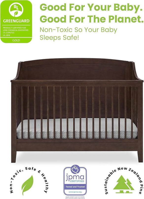 Delta Children Campbell 6-in-1 Convertible Crib - Greenguard Gold Certified, Walnut Espresso - LeafyLoom