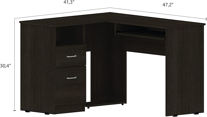 NicBex Kimberly-DW-00051-LWJ Home Office Desks, 47.2"x41.3"x30.4", Black - LeafyLoom