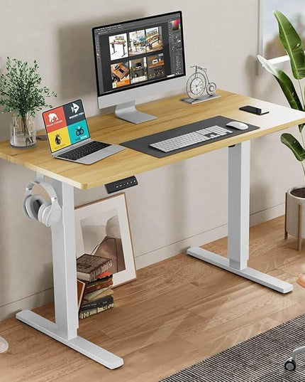 NicBex Home Office Desk 55'' x 23" Electric Height Adjustable Standing Desk Computer Desk Office Desk, Sit to Stand Ergonomic Computer Desk Adjustable Desk, Yellow - LeafyLoom