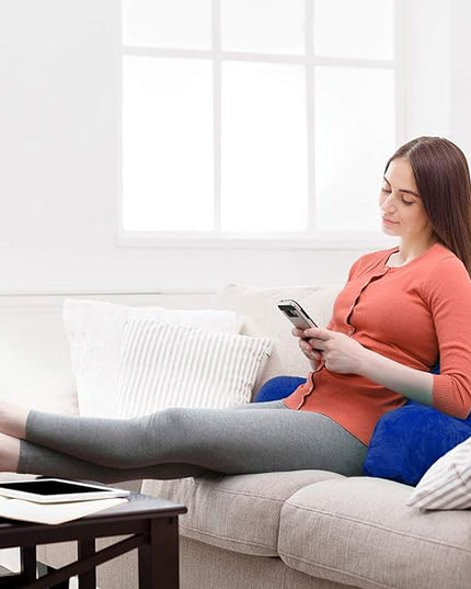 Clara Clark Reading Pillow, Standard Back Pillow for Sitting Up in Bed, Memory Foam Back Support Pillow, Reading Pillows for Sitting in Bed, Royal Blue Sit Up Pillow for Bed, Arm Pillow with Pockets - LeafyLoom