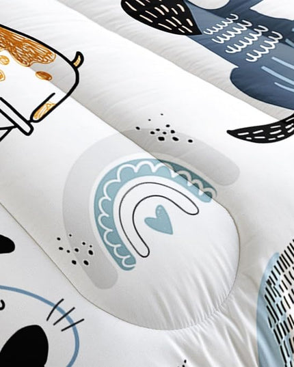 Datura home Kawaii Dogs Comforter Set Cute Dogs and Rainbow Printed Quilt Bedding Set with 1 Comforter and 2 Pillowcases for Boys and Girls Bedroom All Season(Dogs Full) - LeafyLoom