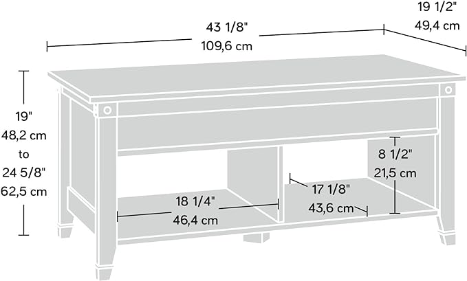 Sauder Carson Forge Lift Top Coffee Table, Lintel Oak finish - LeafyLoom