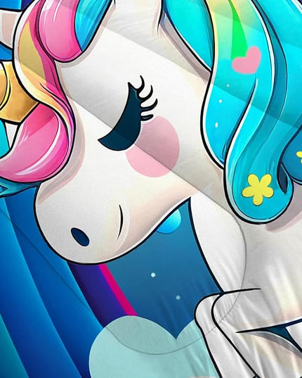 Rainbow Unicorn Bedding Sets Queen Size Comforter Set for Girls Kids Children Teens Boys Cartoon Unicorn Colorful Starry Blue Glitter Quilt 1 Comforter + 2 Pillow Cases - LeafyLoom