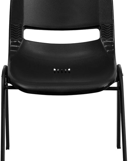 Flash Furniture HERCULES Series 440 lb. Capacity Kid's Black Ergonomic Shell Stack Chair with Black Frame and 12" Seat Height, Set of 1 - LeafyLoom