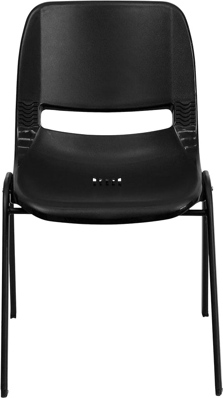 Flash Furniture 5 Pack HERCULES Series 440 lb. Capacity Kid's Black Ergonomic Shell Stack Chair with Black Frame and 12" Seat Height - LeafyLoom