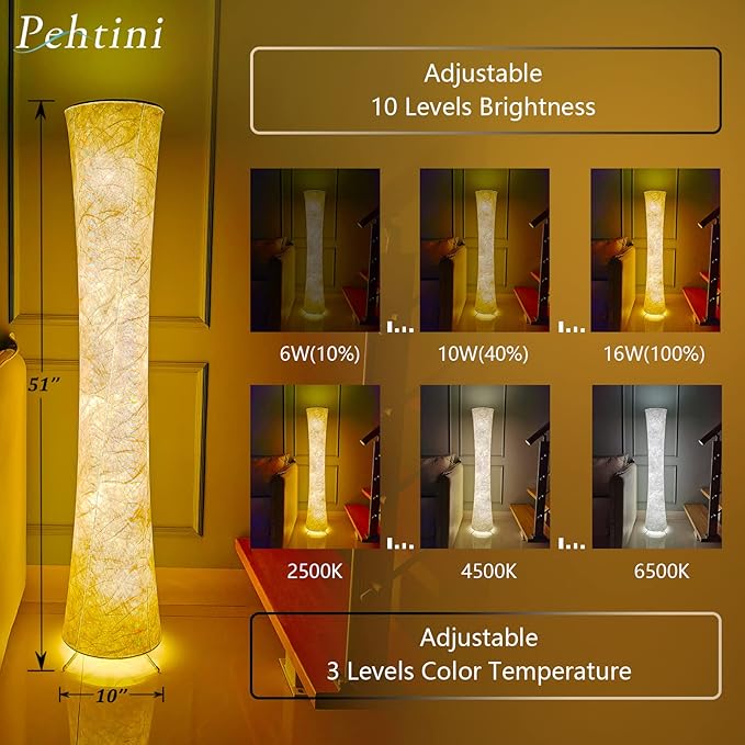 Floor Lamp for Bedroom 51" LED Floor Lamp Smart Corner Floor Lamp RGB Color Changing Floor Lamp Dimmable Floor Lamp with Remote Control Floor Lamps for Living Room Modern - LeafyLoom