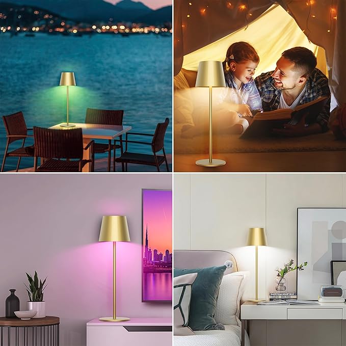 Aipsun Cordless Table Lamp 2 Pack Modern LED Rechargeable Battery Operated Table Lamp Waterproof Stepless Dimming Touch Lamp for Home/Outdoor - LeafyLoom