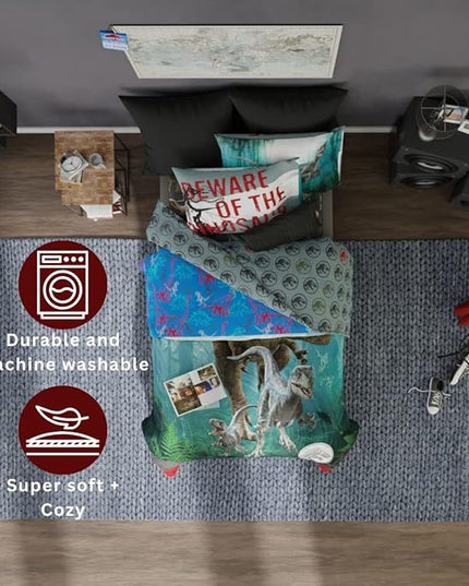 Franco Kids Bedding Super Soft Comforter and Sheet Set, 5 Piece Full Size, Jurassic World Dominion - LeafyLoom