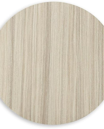 Signature Design by Ashley Grannen Modern Round Dining Room Table, White & Natural Wood - LeafyLoom