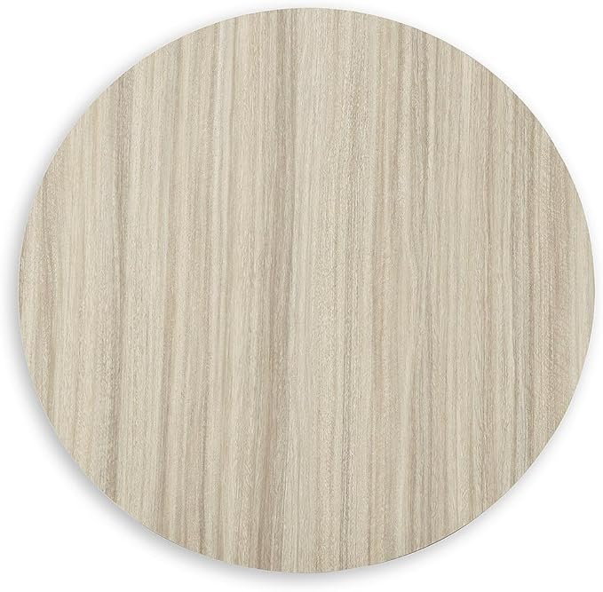 Signature Design by Ashley Grannen Modern Round Dining Room Table, White & Natural Wood - LeafyLoom