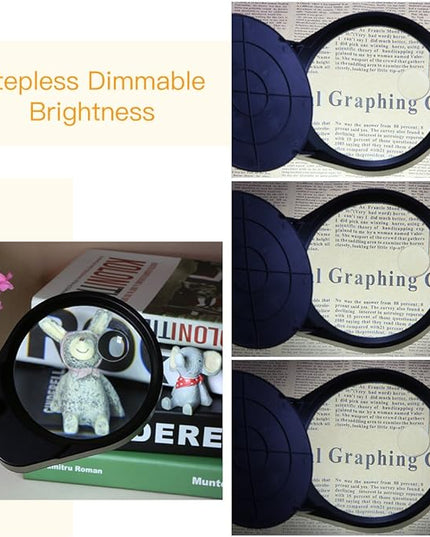 Tom-shine Magnifying Glass Lamp 3X 10X,Stepless Dimmable LED Magnifying Lamp with Dust Cover Metal Clamp,Adjustable LED Magnifier with Light and Stand for Crafts Reading Workbench Close Work - LeafyLoom