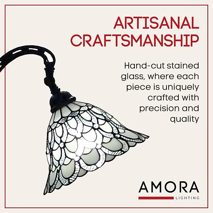 Amora Tiffany Floor Lamp Torchiere - Arched Style Peacock Floor Lamp - 62” Tall Peacock Floor Stained Glass Lamp - Tiffany Floor Lamps for Living Room - LeafyLoom