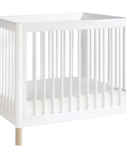Babyletto Gelato 4-in-1 Convertible Mini Crib in White and Washed Natural, Greenguard Gold Certified - LeafyLoom