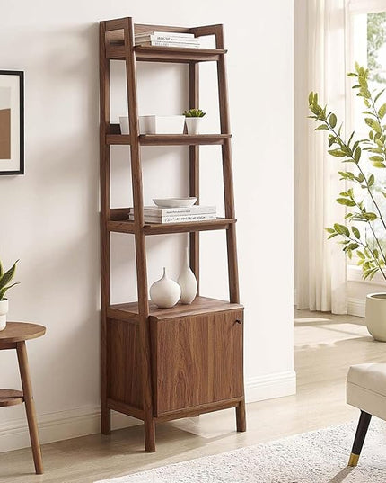 Modway 21" Bookshelf Display Case in Walnut - LeafyLoom