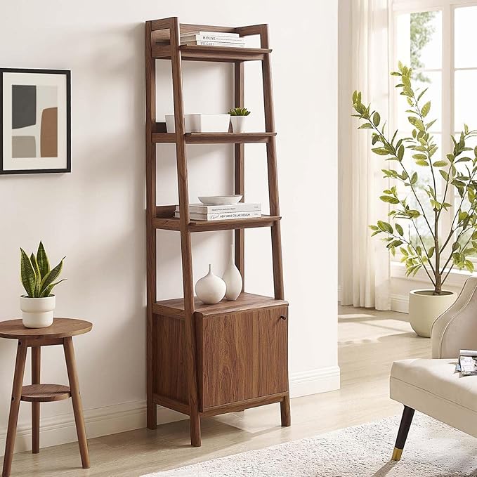 Modway 21" Bookshelf Display Case in Walnut - LeafyLoom