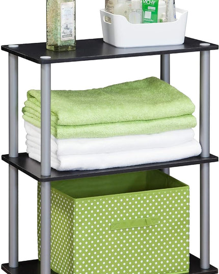 Furinno Turn-N-Tube Display Rack, 3-Tier Single, Black/Grey - LeafyLoom