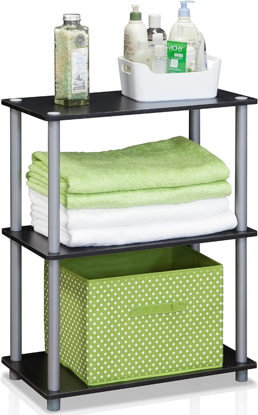 Furinno Turn-N-Tube Display Rack, 3-Tier Single, Black/Grey - LeafyLoom