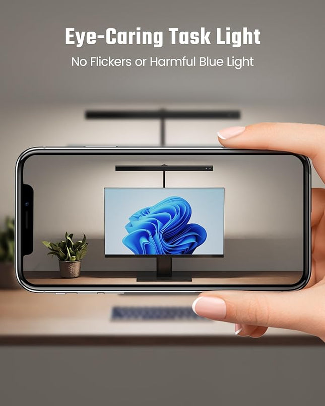 SUPERDANNY LED Desk Lamp for Office Home, Eye-Caring Desk Light with Adjustable Gooseneck, 12W Touch Control Dimmable Brightness, Architect Clamp Lamp with USB Adapter for Reading Study Workbench - LeafyLoom