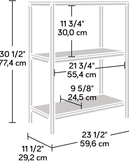 Sauder,3 shelves North Avenue Bookcase, Smoked Oak finish - LeafyLoom