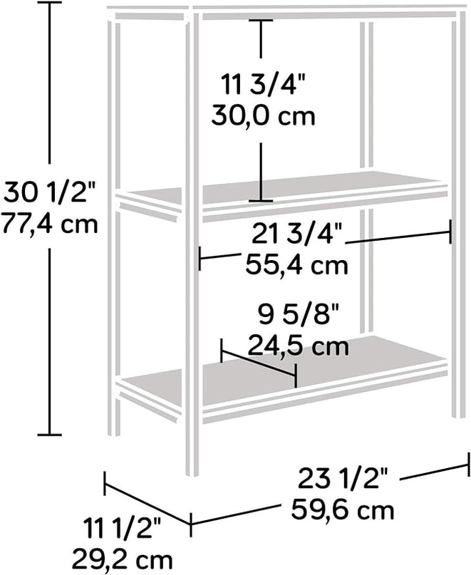 Sauder,3 shelves North Avenue Bookcase, Smoked Oak finish - LeafyLoom