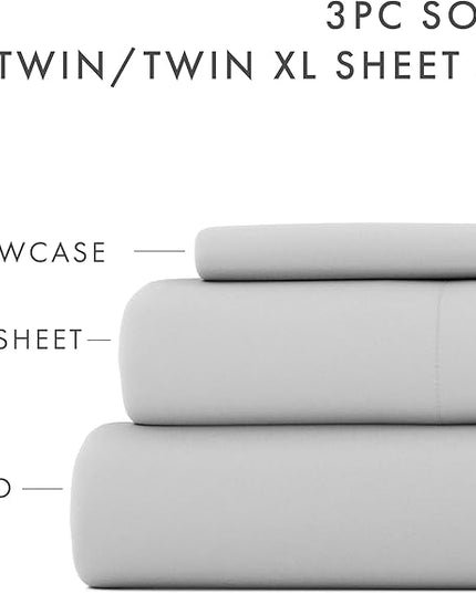 Linen Market Bed Sheets for Queen Size Bed (Light Gray) - Sleep Better Than Ever with These Soft and Cooling Queen Sheets - Deep Pocket Fits 16" Thick Beds - 4 Piece Queen Sheet Set - LeafyLoom